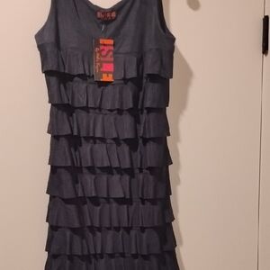 Layered Ruffle Mini Dress in Blue